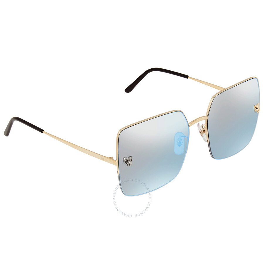 Cartier Light Blue Square Ladies Sunglasses CT0121SA 002 59【美国