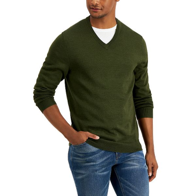 Club Room 男款Solid V-Neck Merino Wool Blend Sweater, Created for