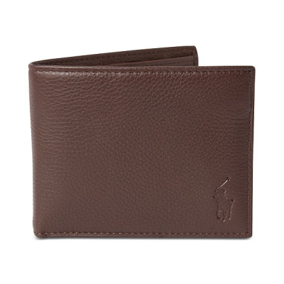 Polo Ralph Lauren Men's Smooth Leather Bifold Coin Wallet - Brown 