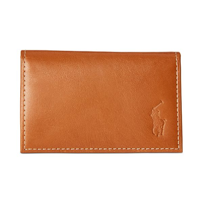 Polo Ralph Lauren Men's Smooth Leather Bifold Coin Wallet - Brown 